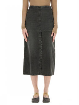 MM6 Maison Margiela - Grey Solid Midi Skirt