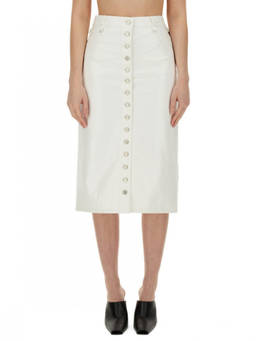 Courreges - White Solid Midi Skirt