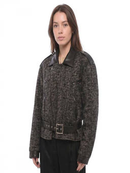 R13 - Black Textured Trench Coat (M)
