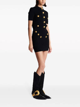 BALMAIN - Bal Black Logo Button Knitted Skirt (28)