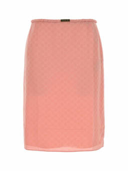 Gucci - Pink Logo Jacquard Silk Midi Skirt