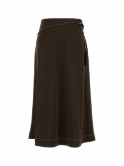 TORY BURCH - Brown Belted Jersey Skirt