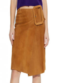 AMI Paris - Light Brown Solid Midi Skirt (26)