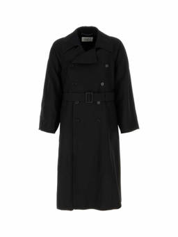 Saint Laurent - Black Double-Breasted Trench Coat