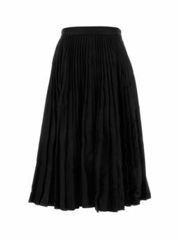Balenciaga - Black Creased Wool Pleated Skirt