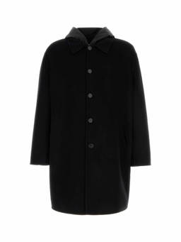 PRADA - Black Genuine Leather Coat (2XL)