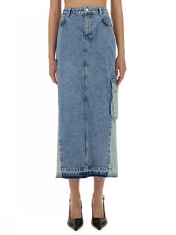 Moschino - Denim Solid Midi Skirt