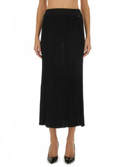 Kiton - Black Pleated Midi Skirt (28)