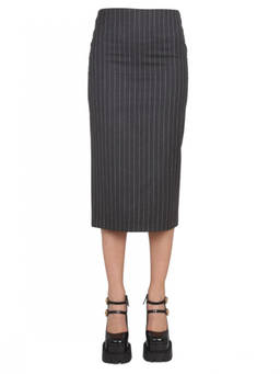 Versace - Grey Stripes Midi Skirt (28)