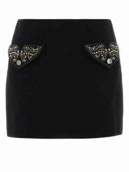 Versace - Black Wool Mini Skirt