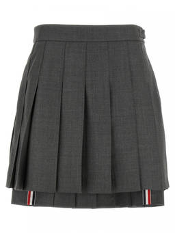 Thom Browne - Grey Pleated Mini Skirt