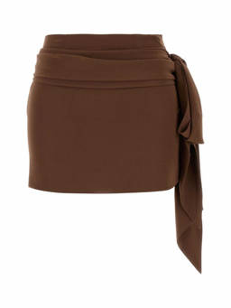 PRADA - Brown Crepe Mini Skirt (28)