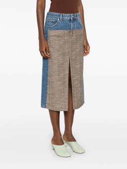 Stella McCartney - Multi-Color Tweed Denim Midi Skirt (28)