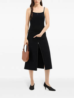 Courreges - Black Heritage Crepe-Texture Midi Skirt