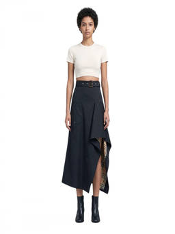 Burberry - Black Solid Midi Skirt