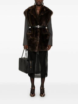 PRADA - Brown Fur Sleeveless Trench Coat