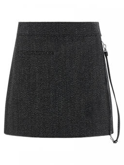 Courreges - Grey Zipped Caviar Mini Skirt (26)