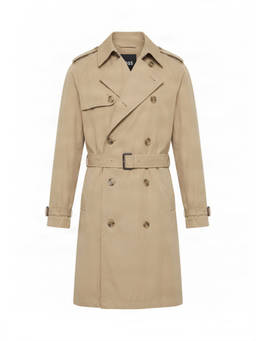 Boss - Dark Beige Double-Breasted Trench Coat