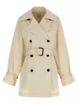 Toteme - Cream Notched-Lapel Trench Coat (S)
