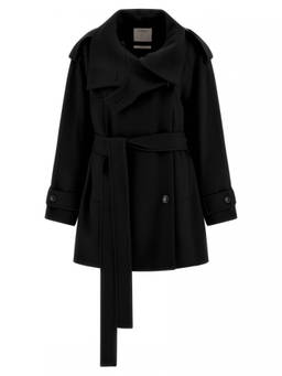 Sportmax - Black Notched Lapel Trench Coat (M)