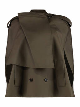Burberry - Green Solid High Neck Trench Coat (L)