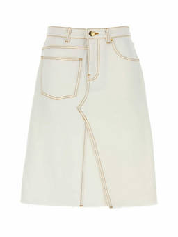 TORY BURCH - White Deconstructed Denim Skirt (26)