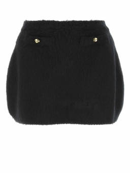 Miu Miu - Black Stretch Wool Blend Mini Skirt (26)
