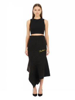 THE ATTICO - Black Knitted Midi Skirt