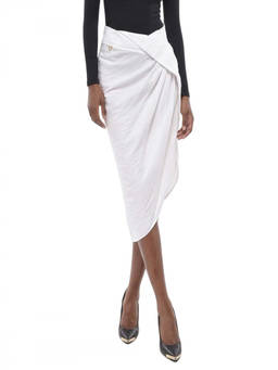JACQUEMUS - White Solid Midi Skirt