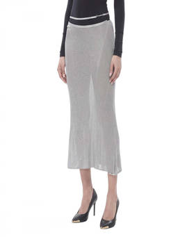 JACQUEMUS - Silver Textured Midi Skirt