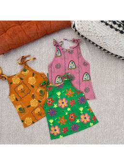 Bhaakur - Organic Cotton Printed Tie-Up Top (Pack of 3)