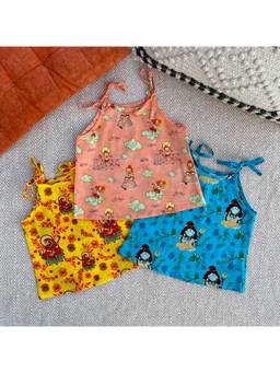 Bhaakur - Organic Cotton Printed Tie-Up Top (Pack of 3)