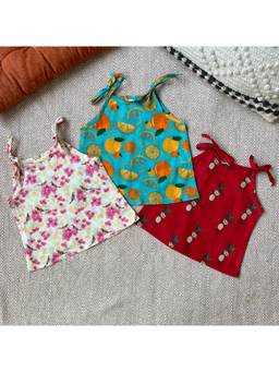 Bhaakur - Organic Cotton Printed Tie-Up Top (Pack of 3)