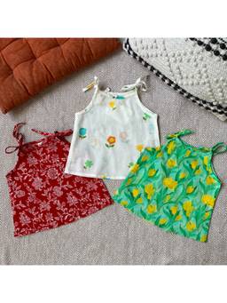 Bhaakur - Organic Cotton Printed Tie-Up Top (Pack of 3)