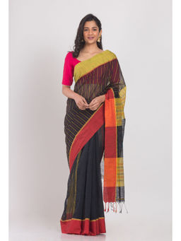 Angoshobha - Black Handloom Saree with Unstitched Blouse
