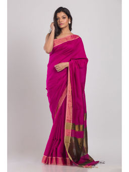 Angoshobha - Pink Handwoven Cotton Silk Saree with Unstitched Blouse