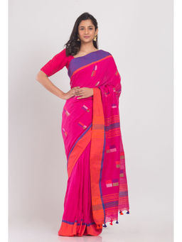 Angoshobha - Rani Cotton Handloom Saree with Unstitched Blouse