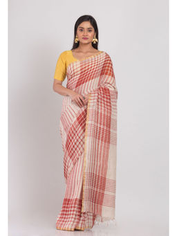 Angoshobha - Multicolor Handloom Linen Saree with Unstitched Blouse