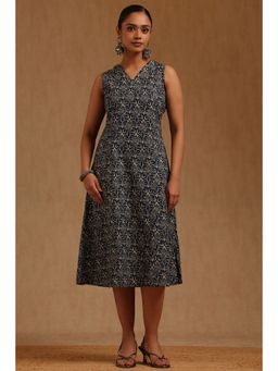 Soch - Womens Indigo Pure Cotton Ethnic Motifs Printed Dress