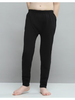 Monte Carlo - Black Cotton Blend Skinny Fit Solid Tapered Thermal