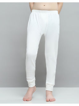 Monte Carlo - Off White Cotton Blend Skinny Fit Solid Tapered Thermal