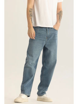 Snitch - Eloise Blue Plain Loose Fit Jeans