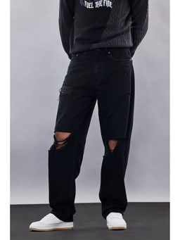 Snitch - Revolution Black Distressed Baggy Fit Jeans