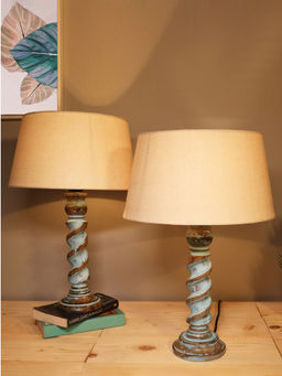 Homesake - Table Lamp 2Pcs Rope Distressed Blue Khaki