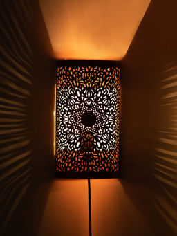 ExclusiveLane - Hypnotic Mandala Iron Wall Lamp (12 Inch, Copper, Hand-Etched)