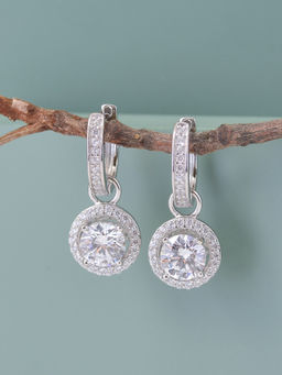 Ornate Jewels - 925 Silver American Diamond Dangling Drop Earring for Women and Girls (One Size)