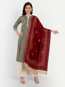 HK colours of fashion - Maroon Woven-Design Stole