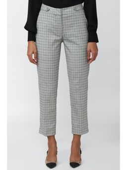 Van Heusen - Women Grey Check Casual Regular Fit Trousers