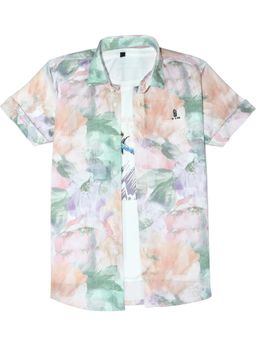 CHARCHIT - Boys Multi-Color Half Sleeves Floral Printed Shirt with T-shirt