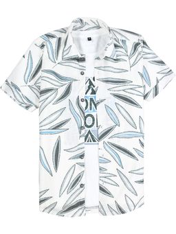 CAVIO - Boys White-Blue Half Sleeves Printed Shirt with T-shirt
